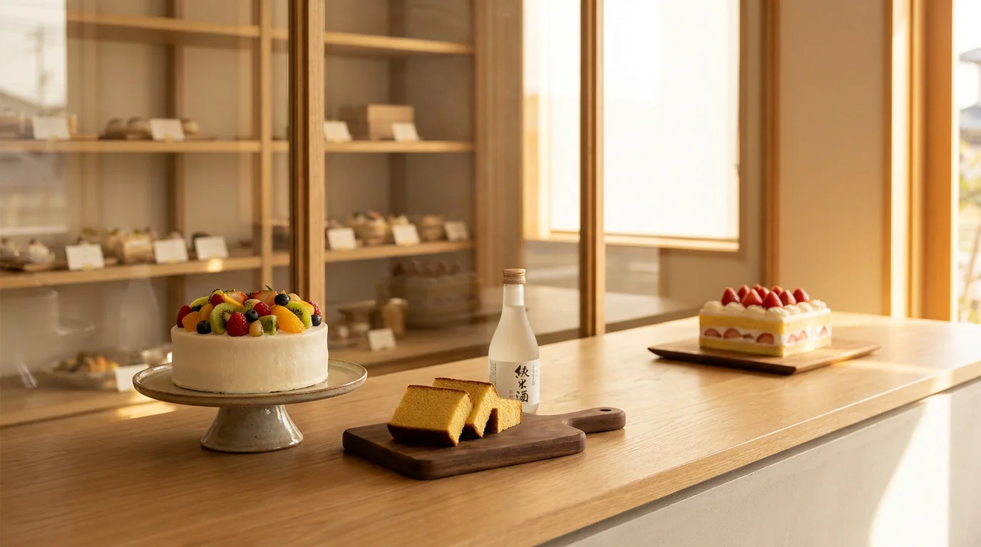 色とりどりのフルーツを飾ったケーキ
